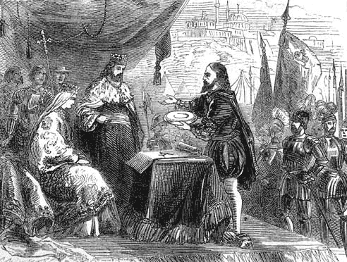 Christopher Columbus negotiates with Spain